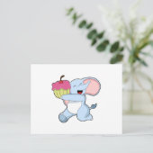 Elefant mit Kuchen Postkarte (Stehend Vorderseite)