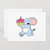 Elefant mit Kuchen Postkarte (Vorne/Hinten)