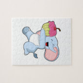 Elefant mit Kuchen Puzzle (Horizontal)