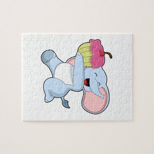 Elefant mit Kuchen Puzzle (Horizontal)