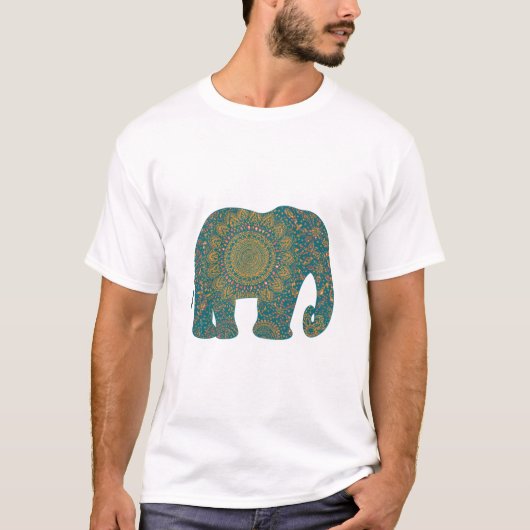 Elefant Mit Kunstvollem Mandala-Muster T-Shirt (Vorderseite)