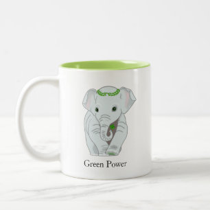 Elefant mit Laurel Crown und einem 4-Leaf Klee Zweifarbige Tasse