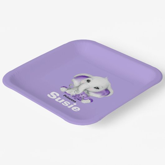 Elefant mit lavender teddy paper plate pappteller (Gewinkelt)