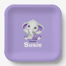 Elefant mit lavender teddy paper plate