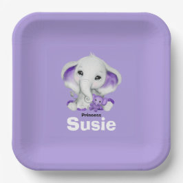 Elefant mit lavender teddy paper plate pappteller