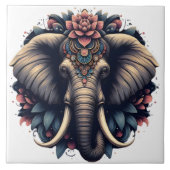 Elefant mit lebhaften Blumenmustern Fliese (Vorderseite)