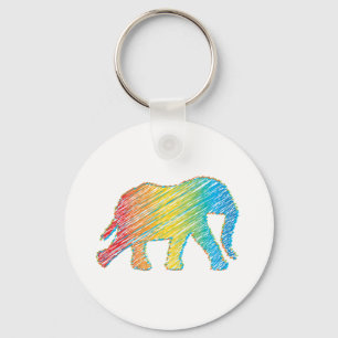 Elefant mit Linien Schlüsselanhänger