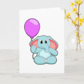 Elefant mit Luftballon Karte (Gelbe Blume)