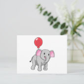 Elefant mit Luftballon Postkarte (Stehend Vorderseite)