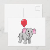 Elefant mit Luftballon Postkarte (Vorne/Hinten)