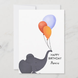 Elefant mit Luftballons zum individuellen Geburtst Karte