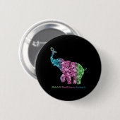 Elefant mit metastasiertem Brustkrebs in der Blume Button (Vorne & Hinten)