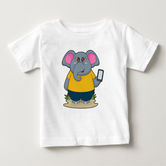 Elefant mit mobil baby t-shirt (Vorderseite)