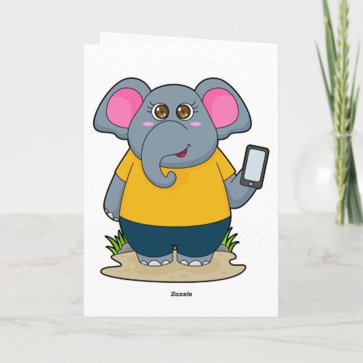 Elefant mit mobil karte (Rückseite)
