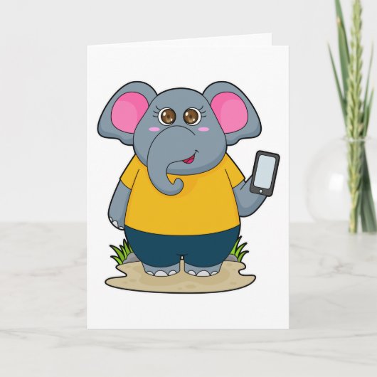 Elefant mit mobil karte (Vorderseite)