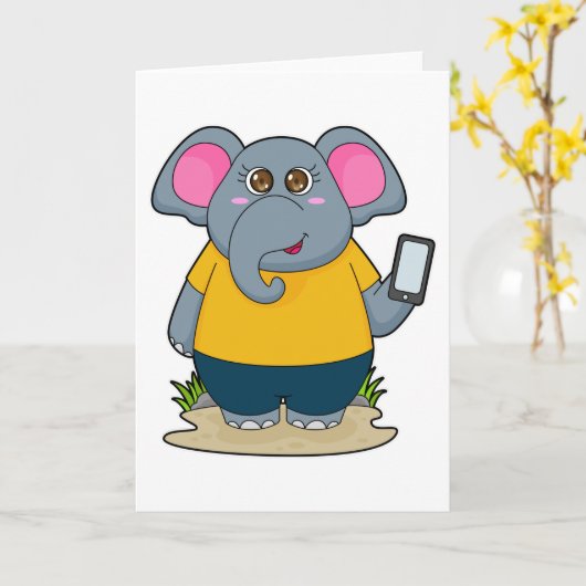 Elefant mit mobil karte (Gelbe Blume)