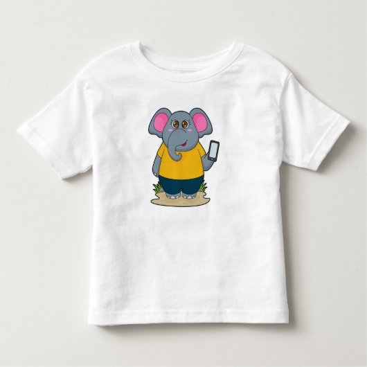 Elefant mit mobil kleinkind t-shirt (Vorderseite)