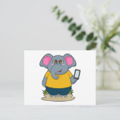 Elefant mit mobil postkarte (Stehend Vorderseite)