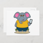 Elefant mit mobil postkarte (Vorne/Hinten)