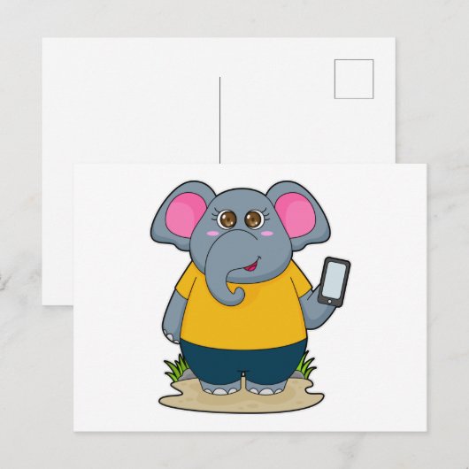 Elefant mit mobil postkarte (Vorne/Hinten)