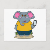 Elefant mit mobil postkarte (Vorderseite)