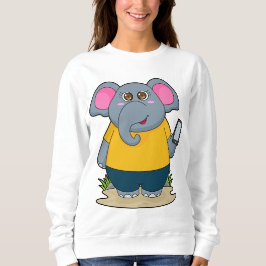 Elefant mit mobil sweatshirt (Vorderseite)
