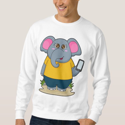 Elefant mit mobil sweatshirt (Vorderseite)