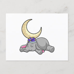 Elefant mit Mond Postkarte