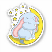 Elefant mit Mond und Sternen Aufkleber (Vorderseite)