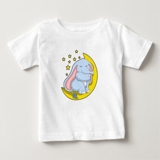 Elefant mit Mond und Sternen Baby T-shirt (Vorderseite)