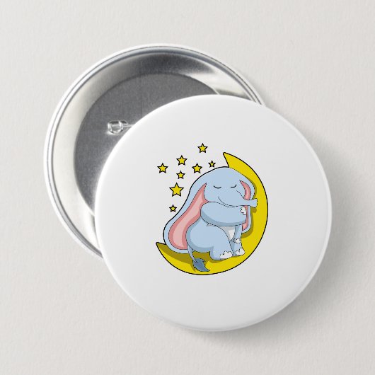 Elefant mit Mond und Sternen Button (Vorne & Hinten)