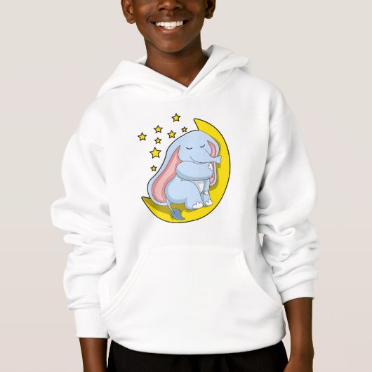 Elefant mit Mond und Sternen Hoodie (Vorderseite)