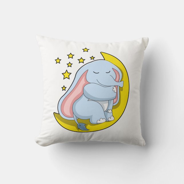 Elefant mit Mond und Sternen Kissen (Vorderseite)