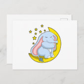 Elefant mit Mond und Sternen Postkarte (Vorne/Hinten)