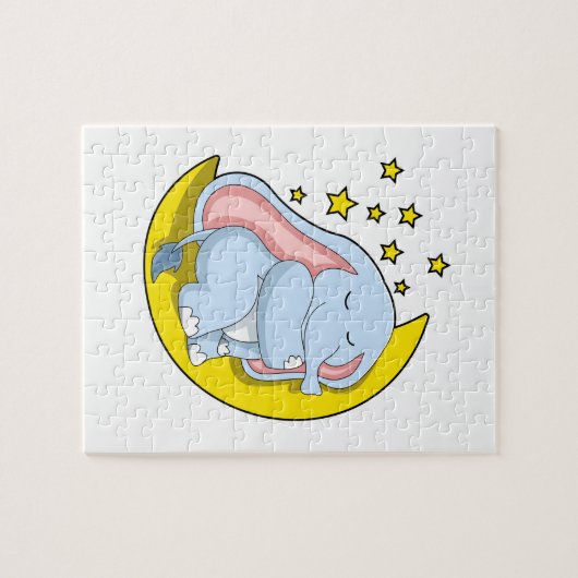 Elefant mit Mond und Sternen Puzzle (Horizontal)