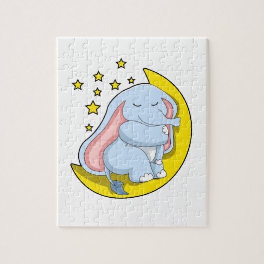 Elefant mit Mond und Sternen Puzzle (Vertikal)