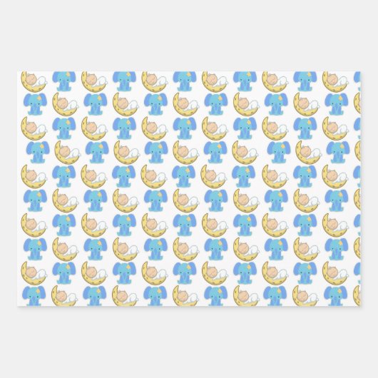 Elefant mit Moon Baby Design Geschenkpapier Set (Vorderseite 3)