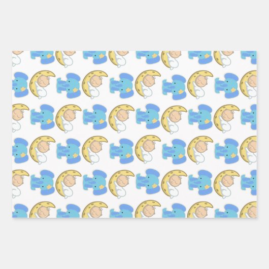 Elefant mit Moon Baby Design Geschenkpapier Set (Vorderseite 2)