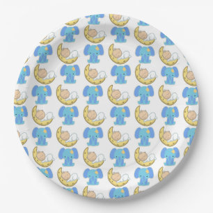 Elefant mit Moon Baby Design Pappteller