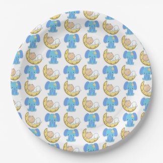 Elefant mit Moon Baby Design Pappteller
