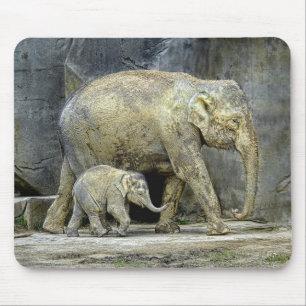 Elefant mit neugeborenem Kalb Mousepad