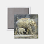 Elefant mit Neugeborener Magnet (Vorderseite/Rückseite)