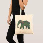 Elefant mit orientalischem Blumenmuster Tragetasche (Vorderseite (Produkt))