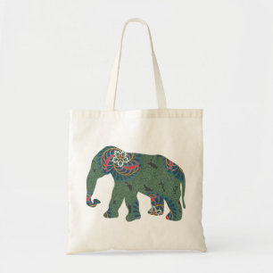 Elefant mit orientalischem Blumenmuster Tragetasche