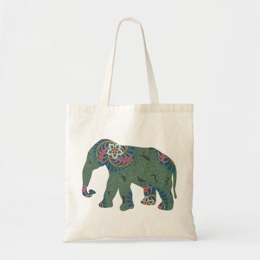 Elefant mit orientalischem Blumenmuster Tragetasche (Vorne)