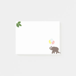 Elefant mit Partyballons und Lorbeerblättern Post-it Klebezettel