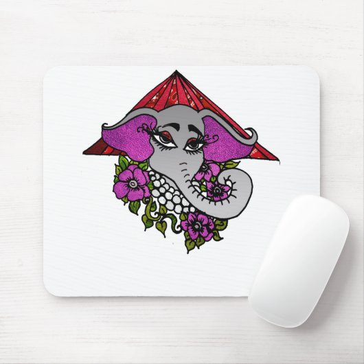 Elefant mit Perlen und Violetten Mousepad (Mit Mouse)