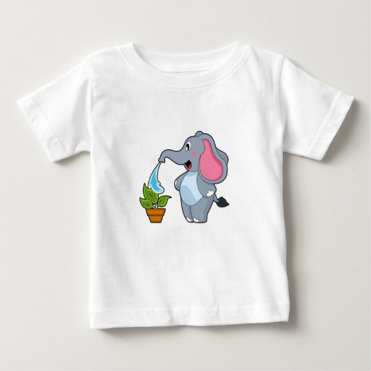 Elefant mit Pflanze Baby T-shirt (Vorderseite)