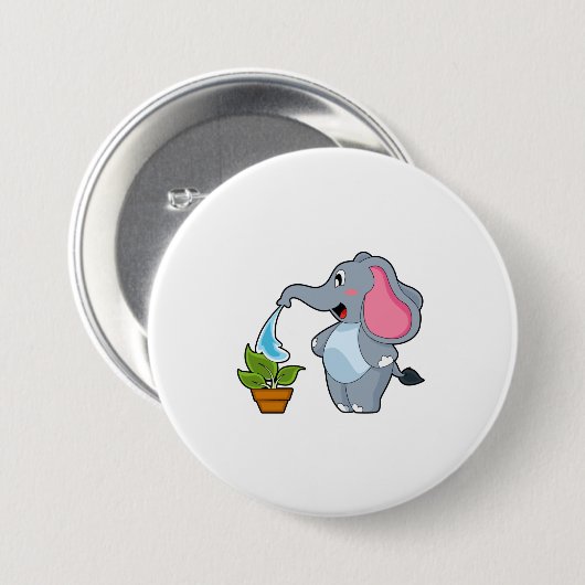 Elefant mit Pflanze Button (Vorne & Hinten)