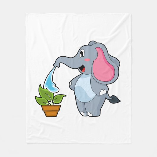 Elefant mit Pflanze Fleecedecke (Vorderseite)
